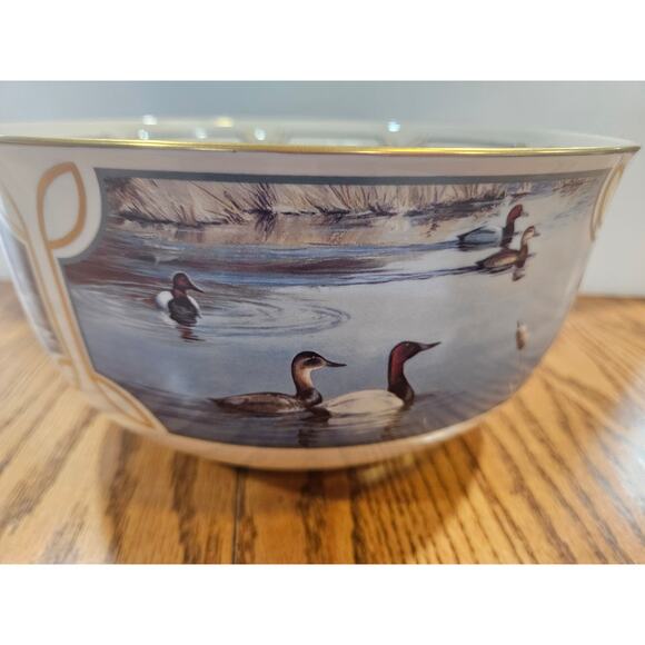 Rare Pickard China Ducks Unlimited Maynard Reece Waterfowl Bowl Historical - Picture 3 of 10